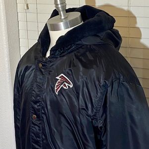 NFL FALCONS fur padded hoodie black 4XL wind rain proof emblems pockets snaps